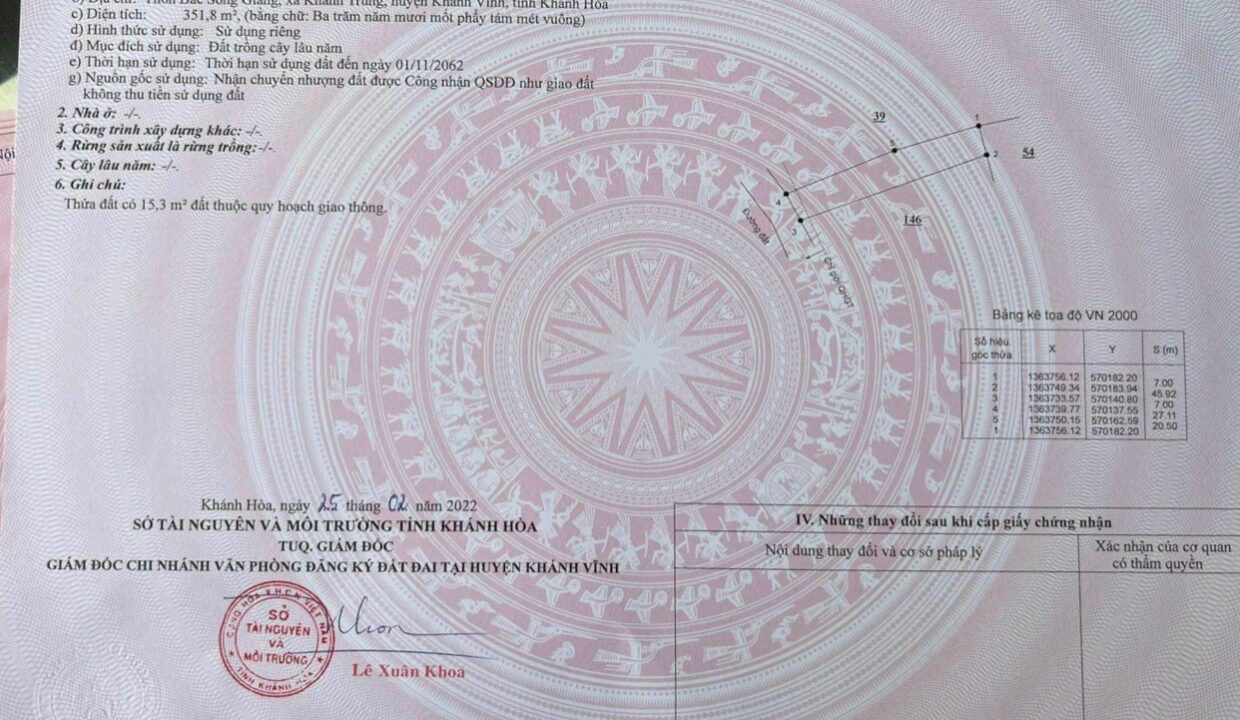 Bán đất xã khánh trung khánh vĩnh